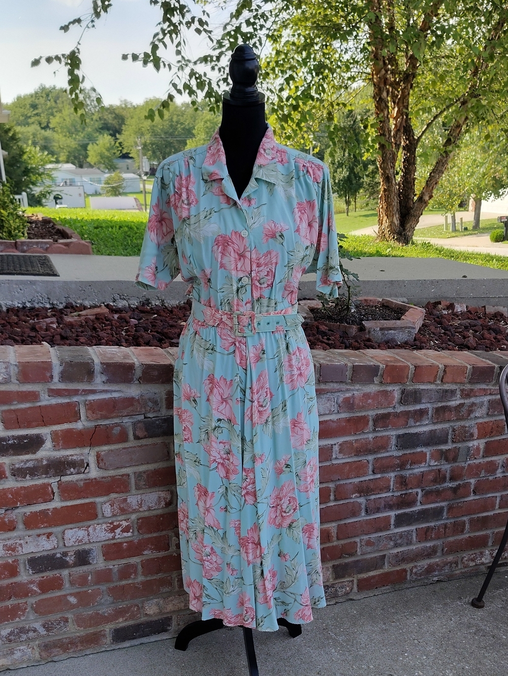 Vintage Carol Anderson Floral Belted Midi Dress Size 12 Cottagecore 90s Prairie